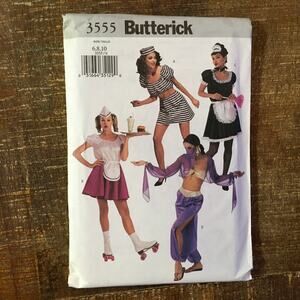 Butterick Sewing Pattern 3555 Costume Carhop Maid Belly Dancer Prisoner UNCUT